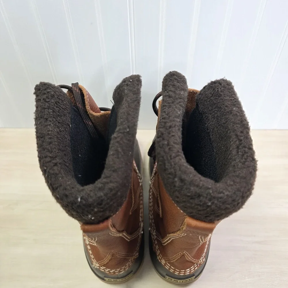 L.L. Bean Original Tumbled Leather Removable Felt Liner Tall Duck Boots Womens 9